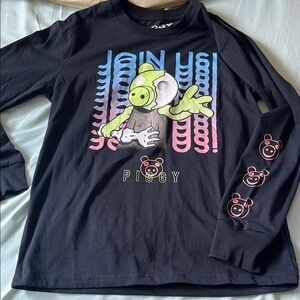 Black Long Sleeve Tee with Vibrant Graphic Design